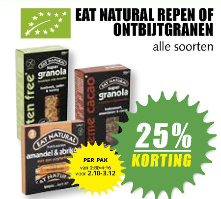 Eat Natural   cereals, mueslireep folder aanbieding bij  MCD Supermarkt Basis - details