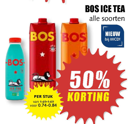 BOS   ice tea folder aanbieding bij  MCD Supermarkt Basis - details