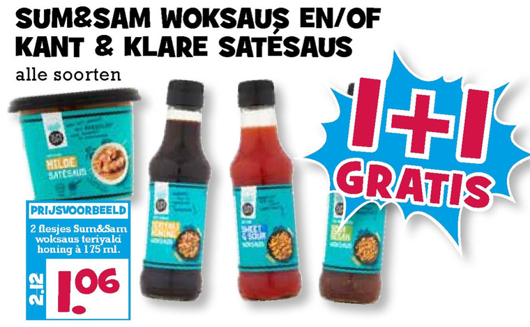 Sum and Sam   woksaus, satesaus folder aanbieding bij  Boons Markt - details