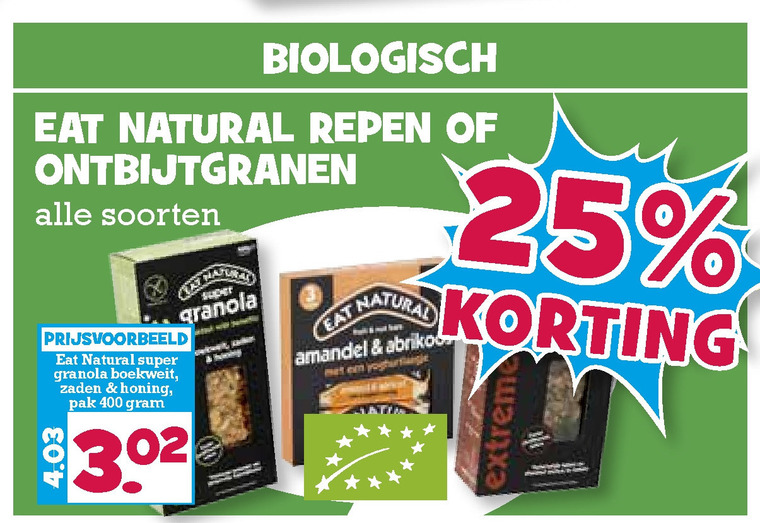 Eat Natural   mueslireep, cereals folder aanbieding bij  Boons Markt - details