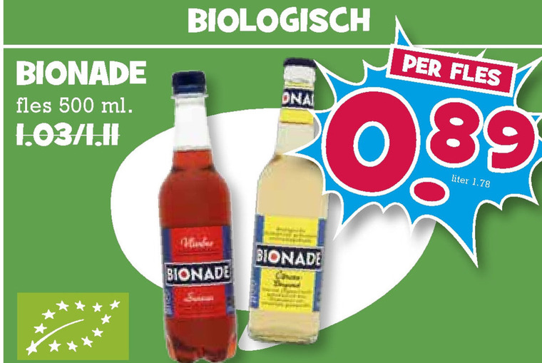 Bionade   fruitdrank folder aanbieding bij  Boons Markt - details