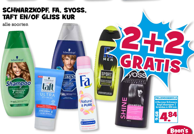 Gliss Kur   shampoo, haargel folder aanbieding bij  Boons Markt - details