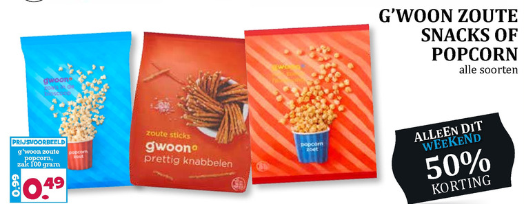 Gwoon   zoutje, popcorn folder aanbieding bij  Boons Markt - details