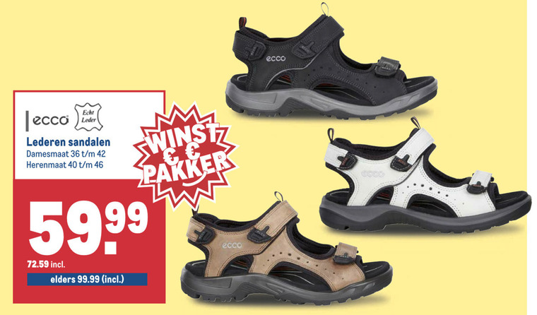 Ecco   herensandalen, damessandalen folder aanbieding bij  Makro - details