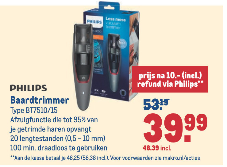 Philips   baardtrimmer folder aanbieding bij  Makro - details