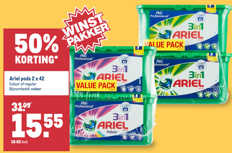 Ariel   wasmiddel folder aanbieding bij  Makro - details