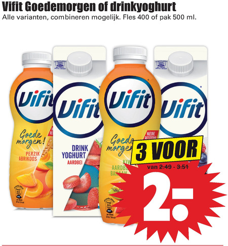 Vifit   melkdrank, drinkyoghurt folder aanbieding bij  Dirk - details