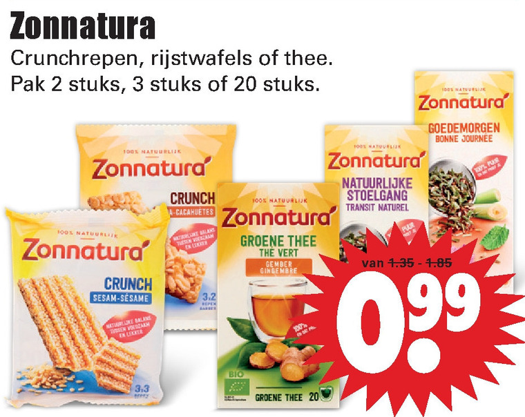 Zonnatura   mueslireep, thee folder aanbieding bij  Dirk - details