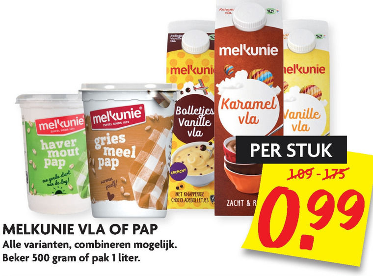 Melkunie   pap, vla folder aanbieding bij  Dekamarkt - details