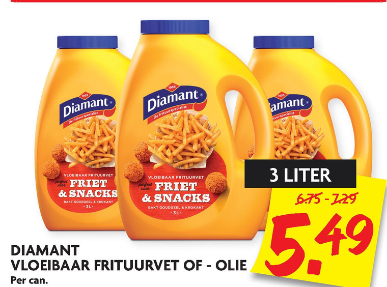 Diamant   frituurvet, frituurolie folder aanbieding bij  Dekamarkt - details