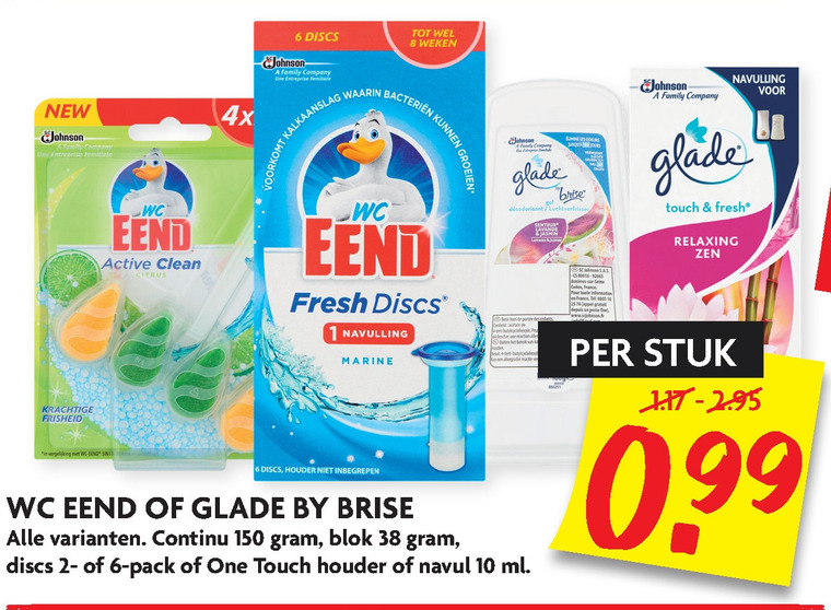 Glade   luchtverfrisser, toiletblok folder aanbieding bij  Dekamarkt - details