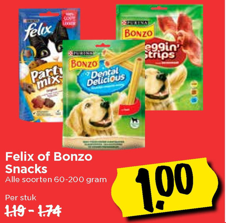 Bonzo   hondensnacks, kattensnacks folder aanbieding bij  Vomar - details