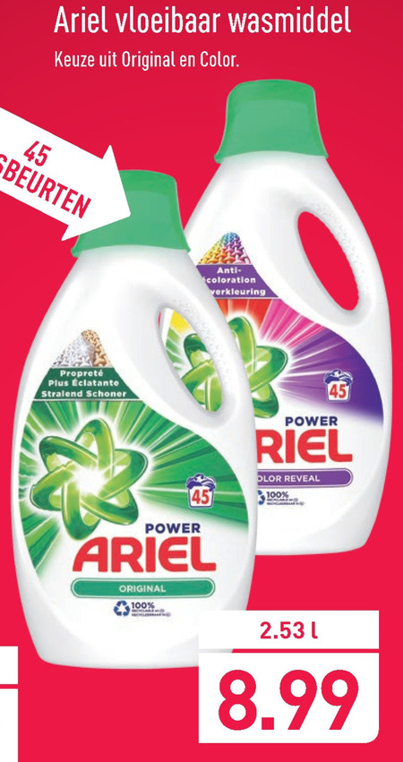 Ariel   wasmiddel folder aanbieding bij  Aldi - details