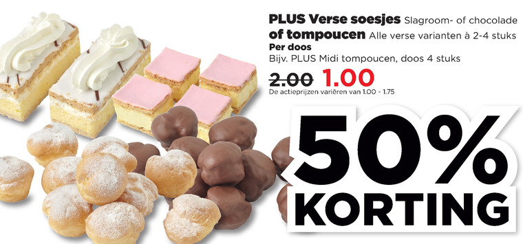 Plus Huismerk   slagroomsoesjes, tompouce folder aanbieding bij  Plus - details