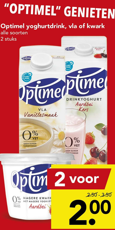 Optimel   kwark, drinkyoghurt folder aanbieding bij  Deen - details