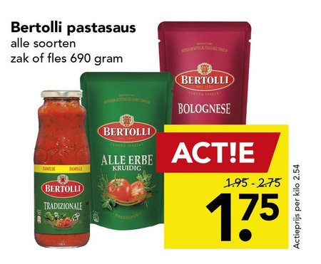 Bertolli   pastasaus folder aanbieding bij  Deen - details