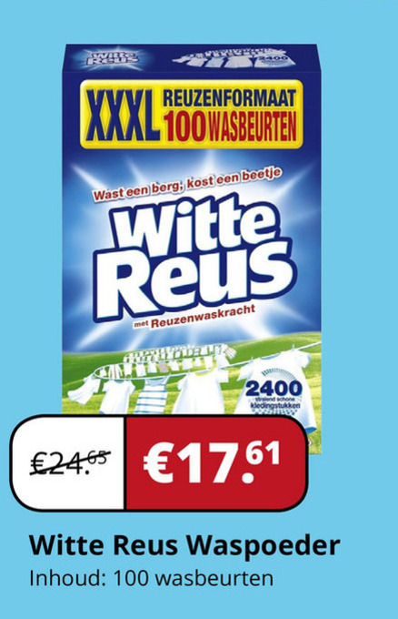 Witte Reus   wasmiddel folder aanbieding bij  Voordeeldrogisterij.nl - details