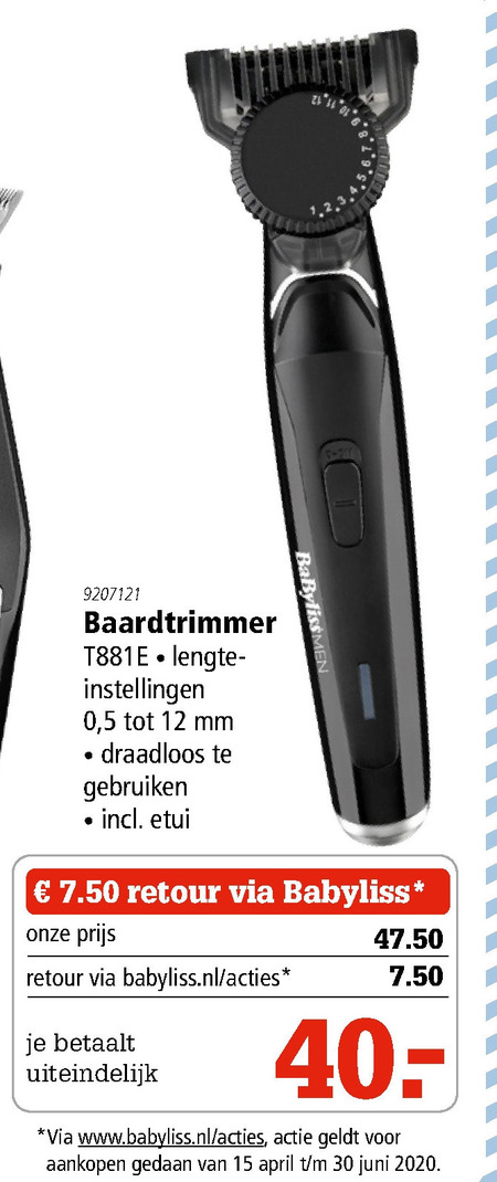 BaByliss   baardtrimmer folder aanbieding bij  Marskramer - details