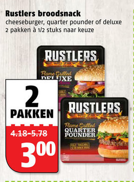 Rustler   hamburger broodje folder aanbieding bij  Poiesz - details