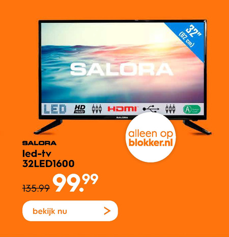 Salora   led breedbeeldtelevisie folder aanbieding bij  Blokker - details