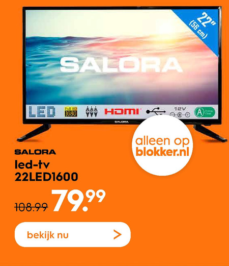 Salora   led breedbeeldtelevisie folder aanbieding bij  Blokker - details