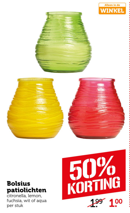 Bolsius   terraskaars, citronella kaars folder aanbieding bij  Coop - details