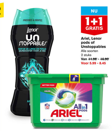 Ariel   wasmiddel, wasverzachter folder aanbieding bij  Hoogvliet - details