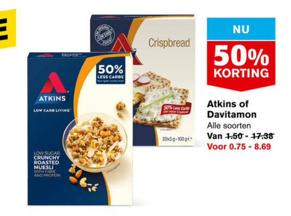 Atkins   afslankmaaltijd, vitamine folder aanbieding bij  Hoogvliet - details