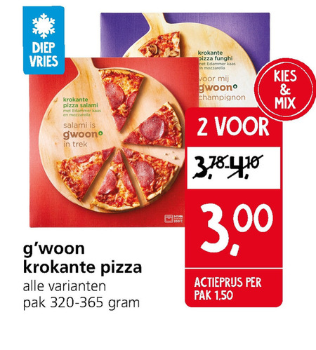 Gwoon   diepvriespizza folder aanbieding bij  Jan Linders - details