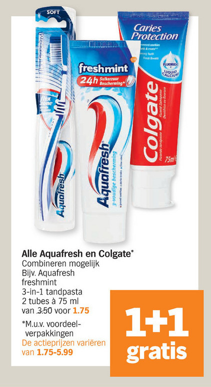 Colgate   tandenborstel, tandpasta folder aanbieding bij  Albert Heijn - details