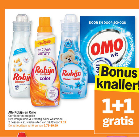 Omo   wasmiddel, wasverzachter folder aanbieding bij  Albert Heijn - details