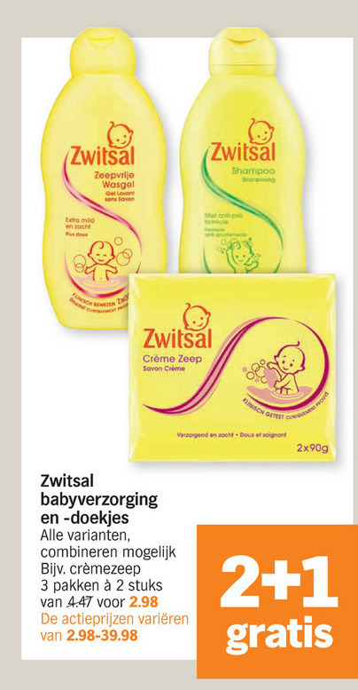 Zwitsal   babyshampoo, billendoekjes folder aanbieding bij  Albert Heijn - details