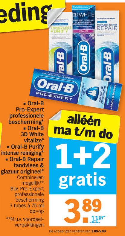 Oral-B   tandpasta folder aanbieding bij  Albert Heijn - details