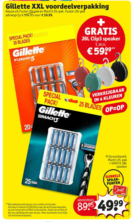 Gillette   scheermesjes folder aanbieding bij  Kruidvat - details