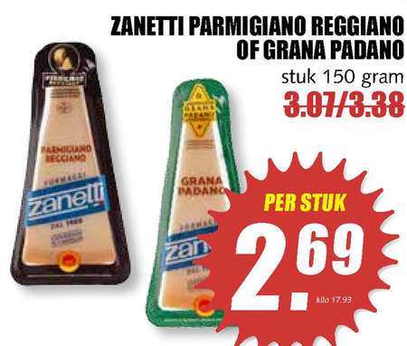 Zanetti   grana padano, parmezaanse kaas folder aanbieding bij  MCD Supermarkt Basis - details