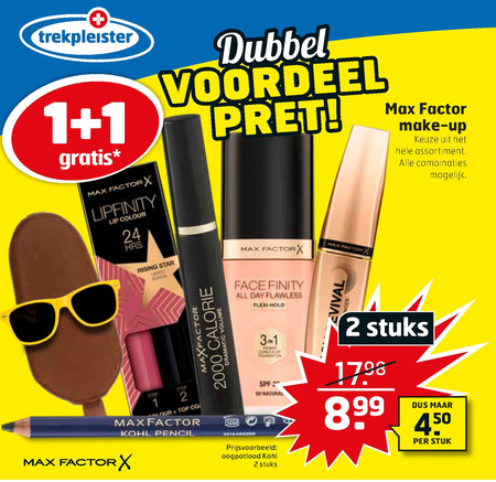 Max Factor   mascara, foundation folder aanbieding bij  Trekpleister - details