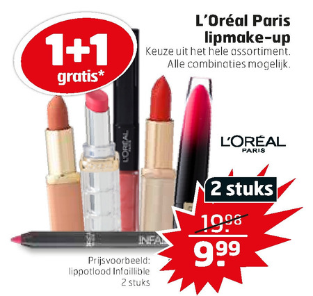 Zinloos onderwijzen altijd L Oreal lipstick, lipgloss folder aanbieding bij Trekpleister - details