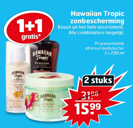 Hawaiian Tropic   aftersun, zonnebrandolie folder aanbieding bij  Trekpleister - details