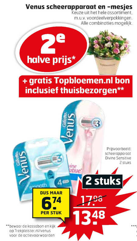 Gillette Venus   dames scheermesje folder aanbieding bij  Trekpleister - details