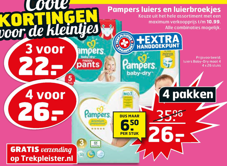 Pampers   luierbroekjes, luiers folder aanbieding bij  Trekpleister - details