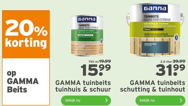 Gamma Huismerk   beits folder aanbieding bij  Gamma - details