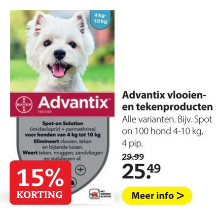 voorzetsel repertoire dutje Advantix vlooienband folder aanbieding bij Pets Place - details