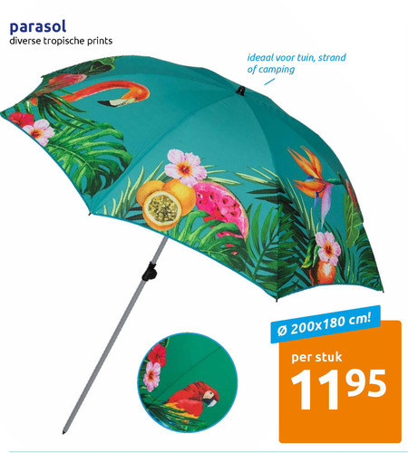 Ter ere van Hiel vlotter strandparasol folder aanbieding bij Action - details