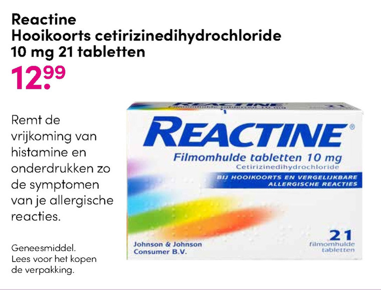 Reactine   huisapotheek folder aanbieding bij  DA - details