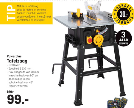 powerplus   tafelzaagmachine folder aanbieding bij  Hubo - details