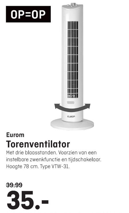 Eurom   ventilator folder aanbieding bij  Hubo - details