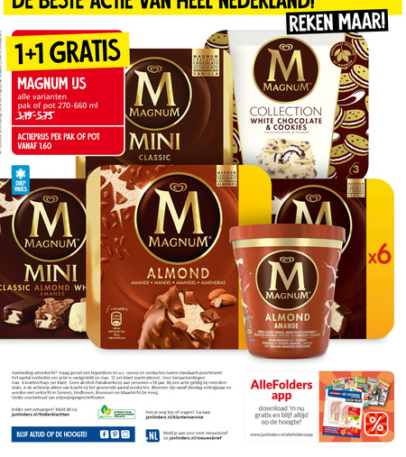 Magnum   ijsspecialiteit, ijslollies folder aanbieding bij  Jan Linders - details