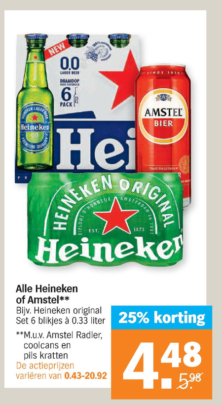 Heineken   flesje bier, alcoholvrij bier folder aanbieding bij  Albert Heijn - details