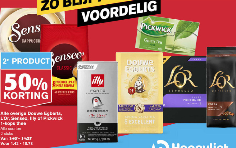 Pickwick   koffiebonen, thee folder aanbieding bij  Hoogvliet - details