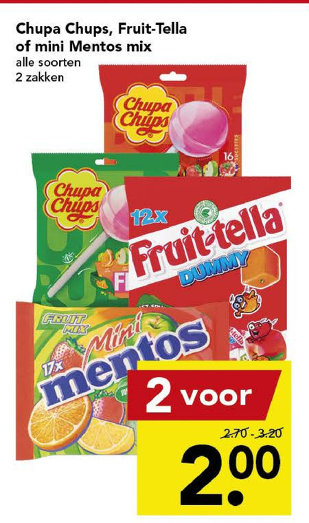 Fruit-Tella   lollie, snoep folder aanbieding bij  Deen - details